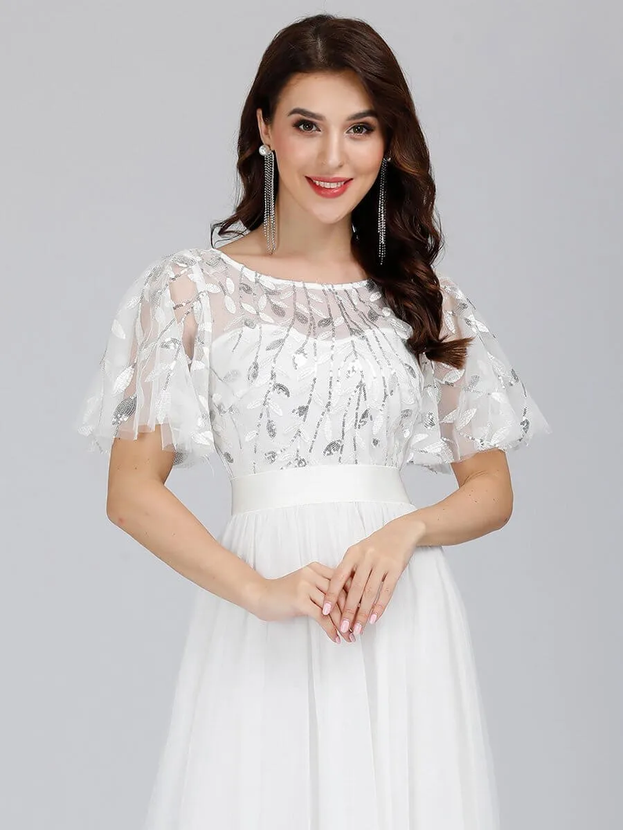 Georgia flutter sleeve tulle bridesmaid dress in light gold s18 Express NZ wide