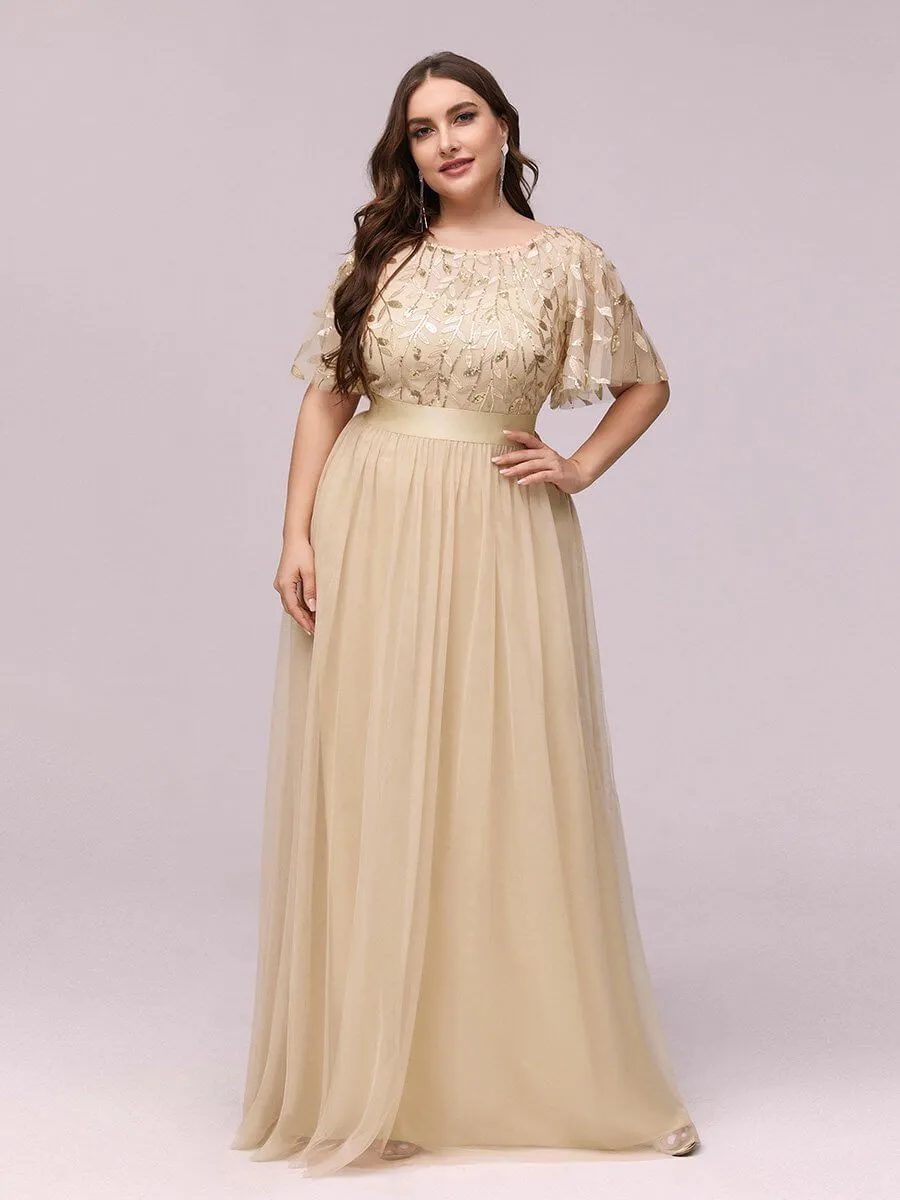 Georgia flutter sleeve tulle bridesmaid dress in light gold s18 Express NZ wide