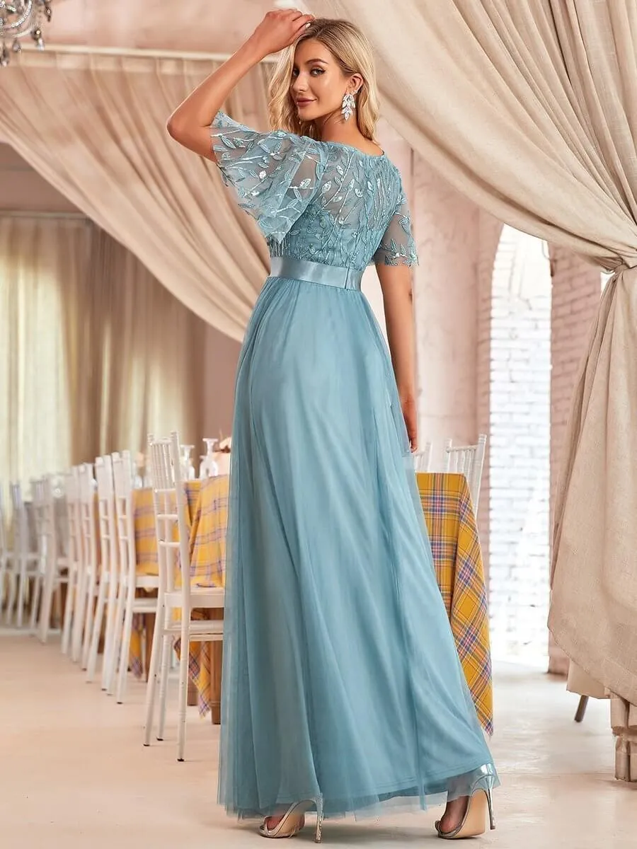 Georgia flutter sleeve tulle bridesmaid dress in light gold s18 Express NZ wide