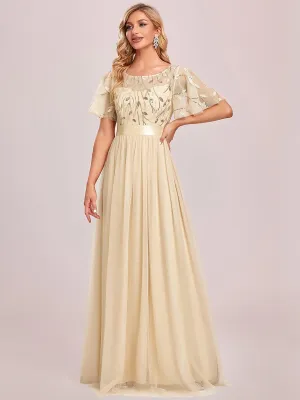 Georgia flutter sleeve tulle bridesmaid dress in light gold s18 Express NZ wide