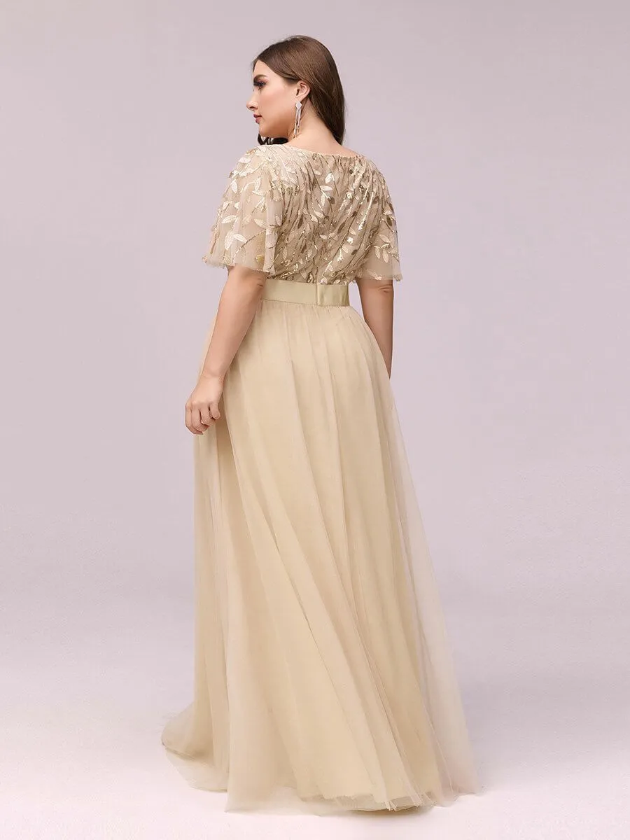 Georgia flutter sleeve tulle bridesmaid dress in light gold s18 Express NZ wide