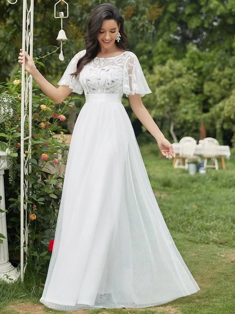 Georgia flutter sleeve tulle bridesmaid dress in light gold s18 Express NZ wide