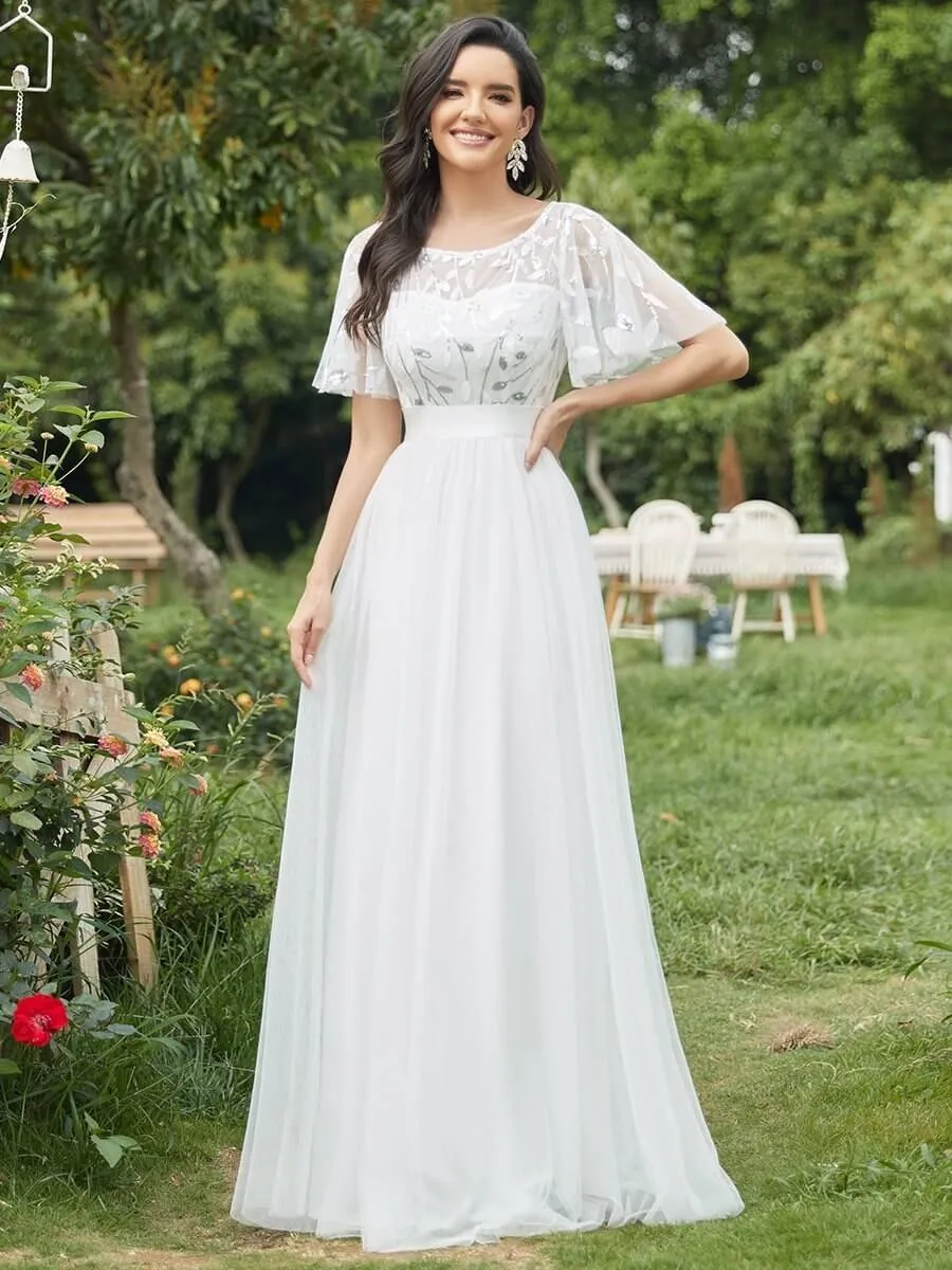 Georgia flutter sleeve tulle bridesmaid dress in light gold s18 Express NZ wide