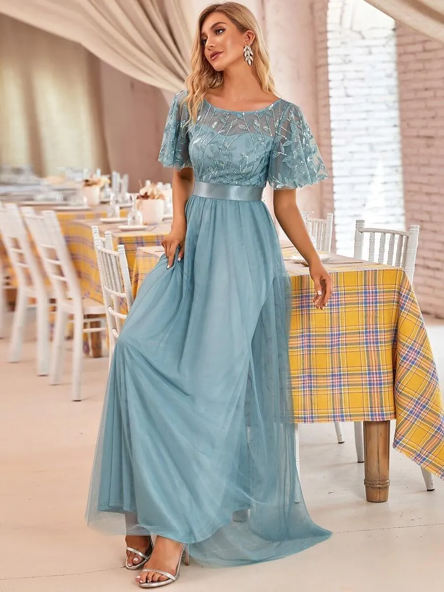 Georgia flutter sleeve tulle bridesmaid dress in light gold s18 Express NZ wide