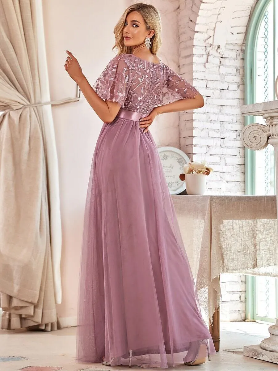 Georgia flutter sleeve tulle bridesmaid dress in light gold s18 Express NZ wide