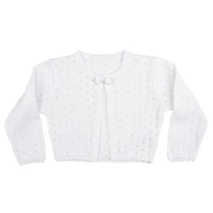 Girls White 100% Cotton Sweater with Tear Drop Pattern and Scalloped Trim - LTMAL-CKGRLS1
