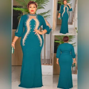 GORGEOUS SHIMMERY TEAL FITTED GOWN