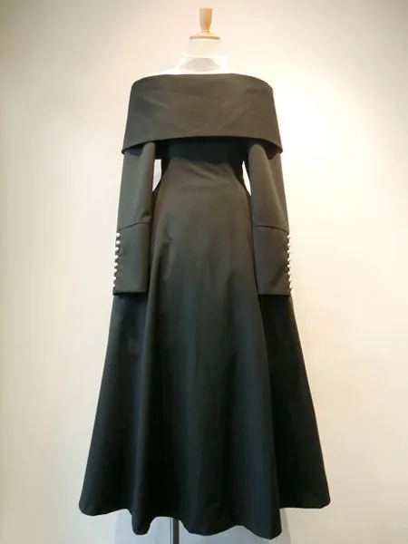 Gothic Lolita OP Dress Button Pleated Black Lolita One Piece Dress