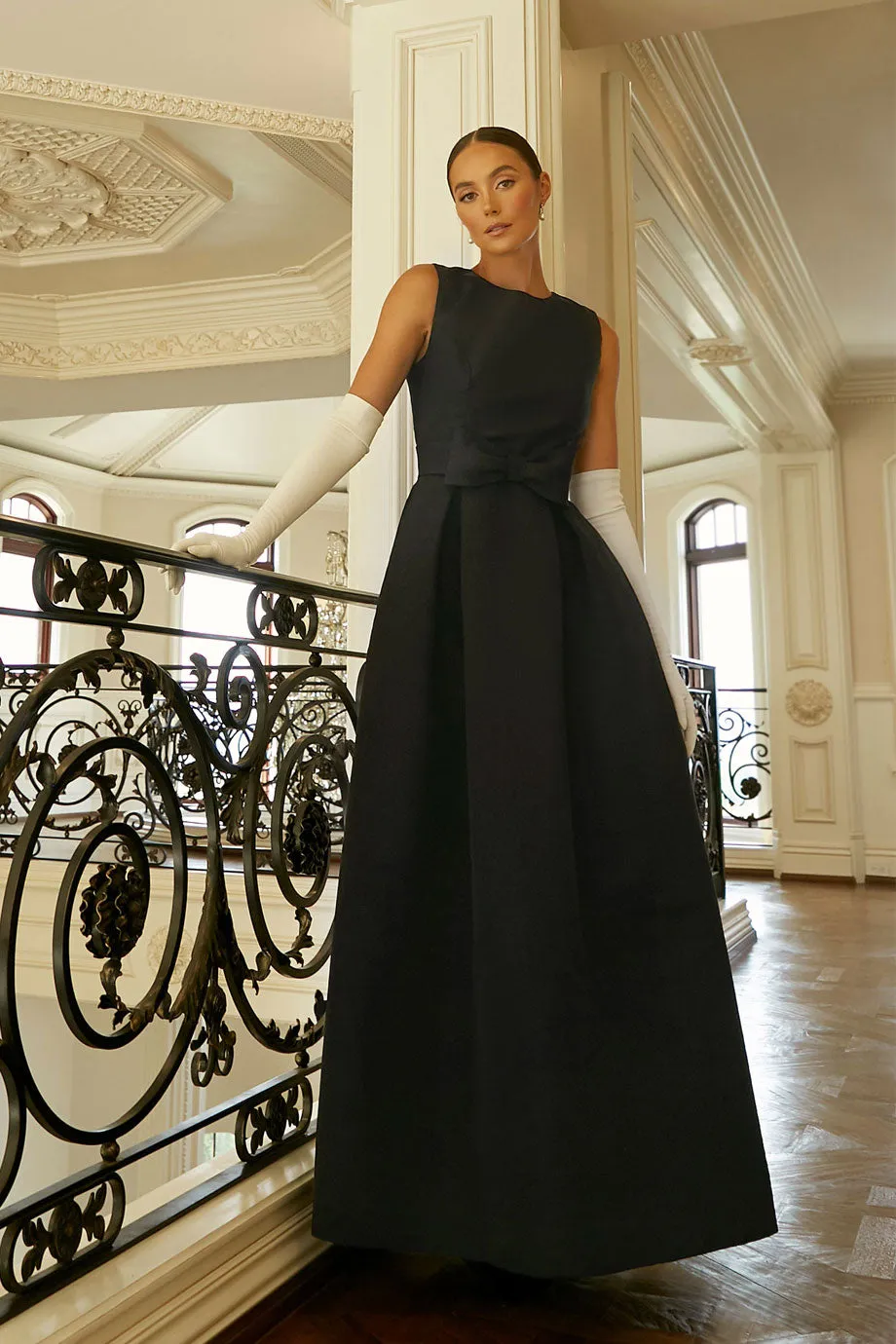 Grace Silk Faille Full Gown with Removable Bow Belt