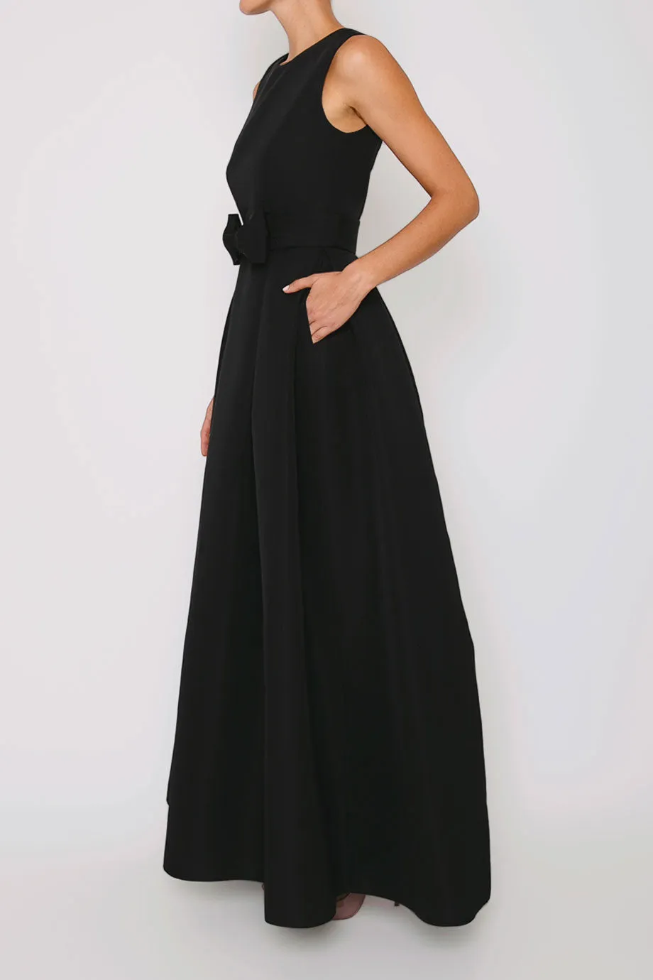 Grace Silk Faille Full Gown with Removable Bow Belt