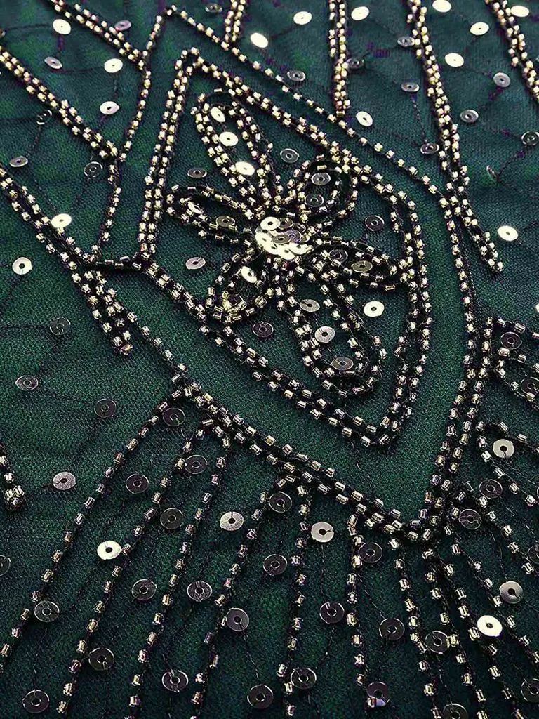 Green Women Evening Dress 1920s Flapper Gatsby Gown