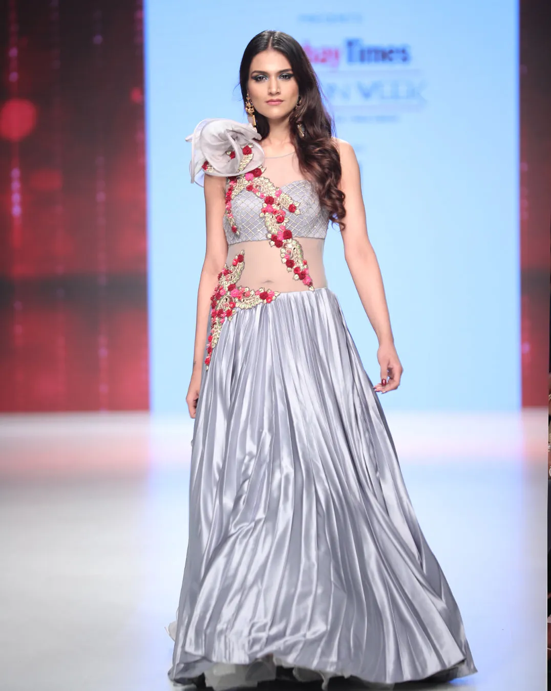 Grey Pleated Gown