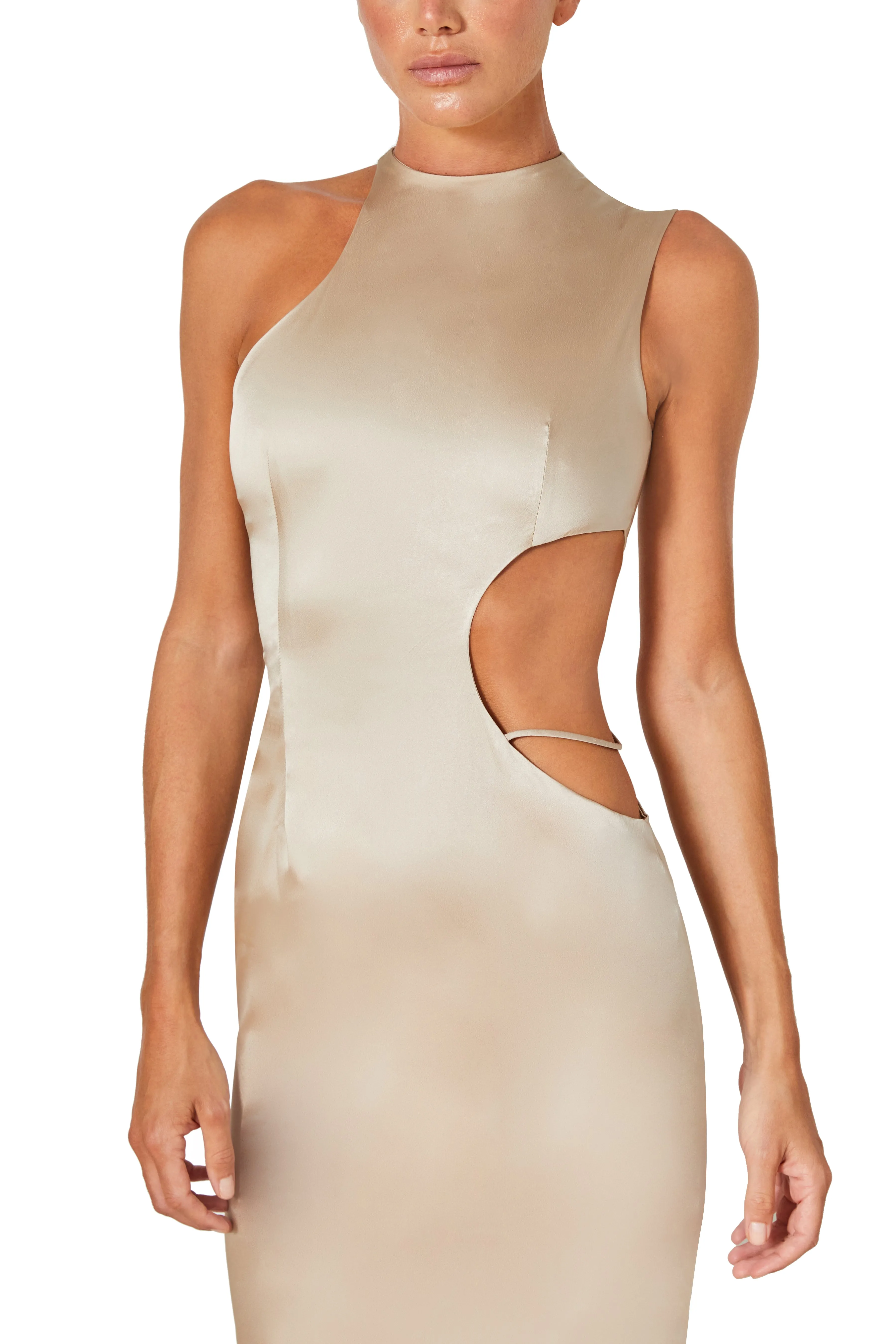 Halter Gown With Side Cut Out Detail