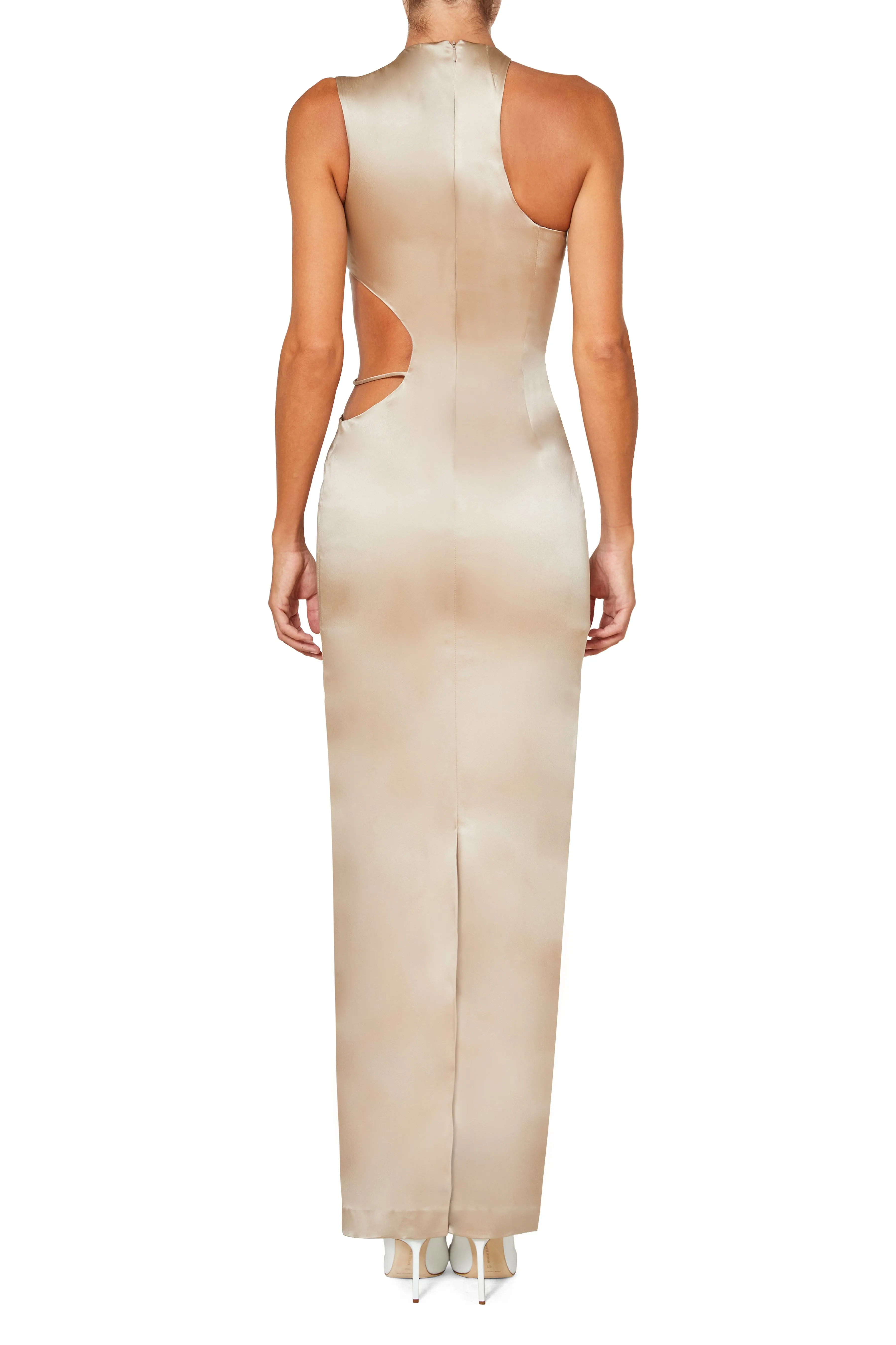 Halter Gown With Side Cut Out Detail