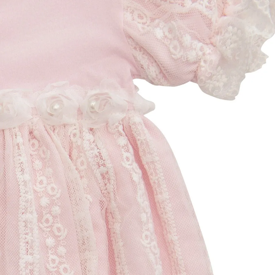 Haute Baby Girls Precious Blush Lace Layette Romper Bubble Newborn