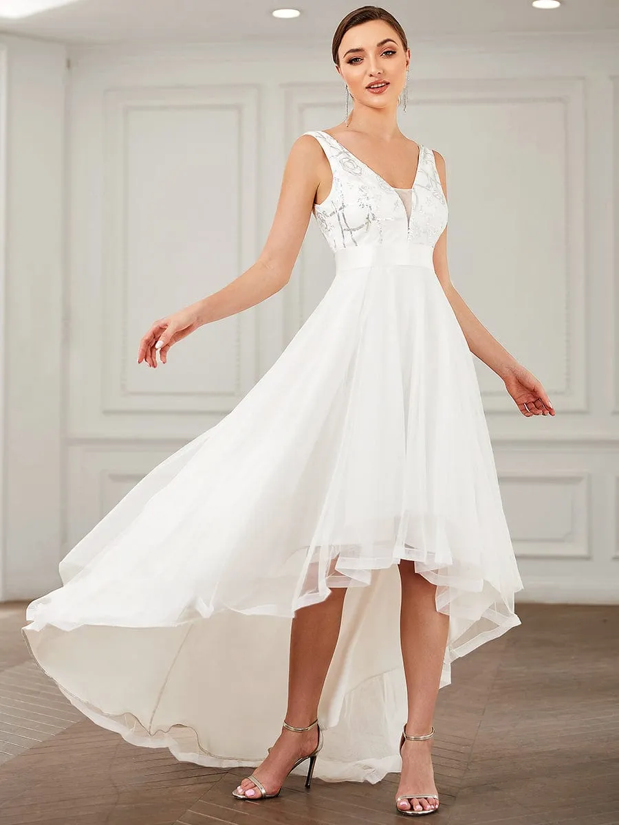 Helen tulle high low wedding dress with train in Ivory Express NZ wide