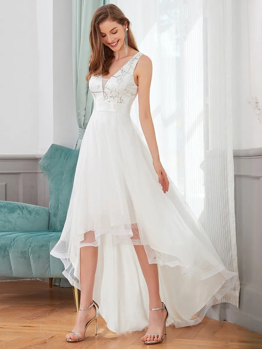Helen tulle high low wedding dress with train in Ivory Express NZ wide