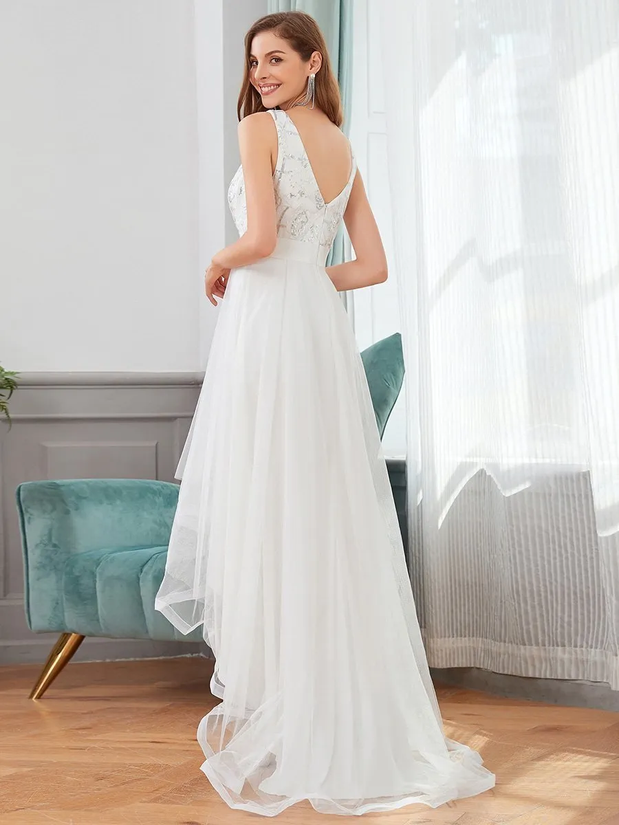 Helen tulle high low wedding dress with train in Ivory Express NZ wide