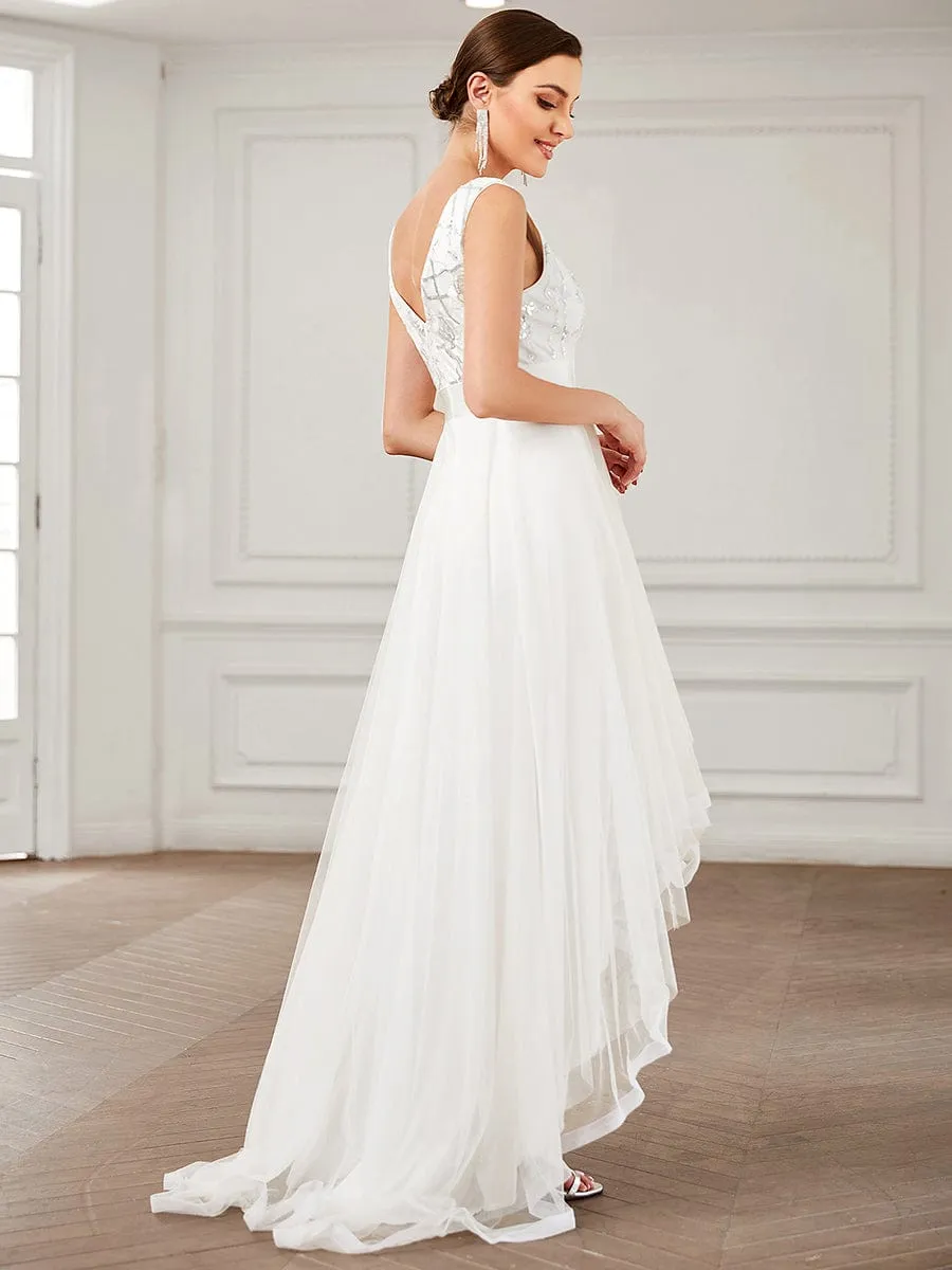 Helen tulle high low wedding dress with train in Ivory Express NZ wide