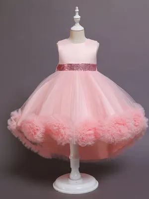 High-low Bowknot Mesh Flower Girl Dress MKD1002
