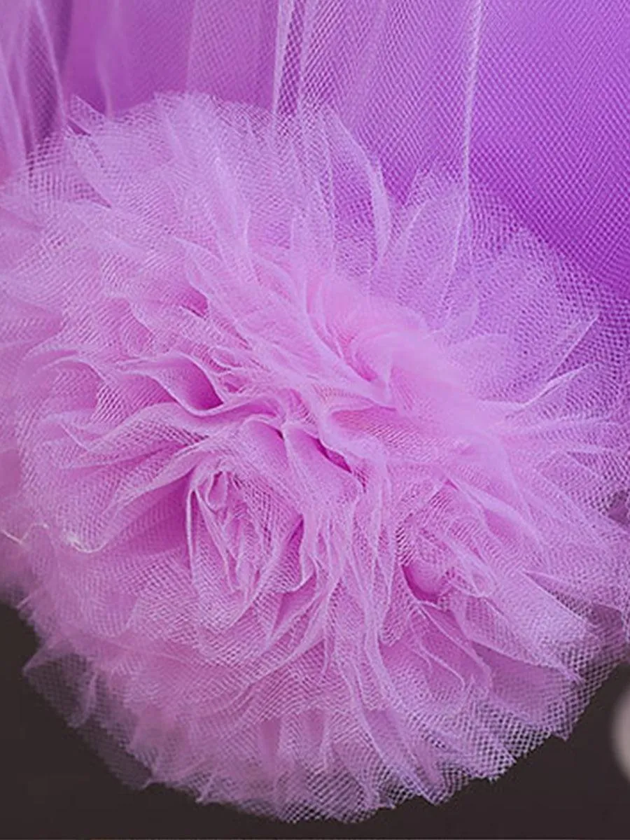 High-low Bowknot Mesh Flower Girl Dress MKD1002