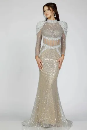 High Neck Beaded Mermaid Dress