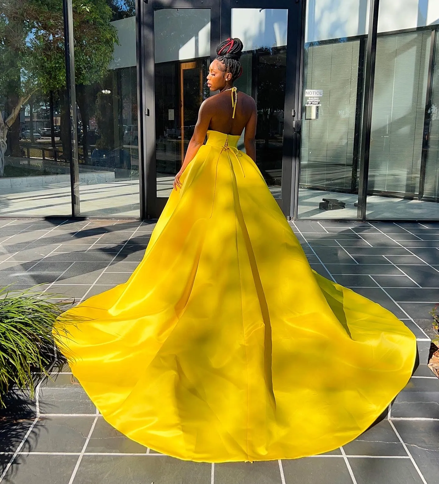 High Split Halter Ball Gown