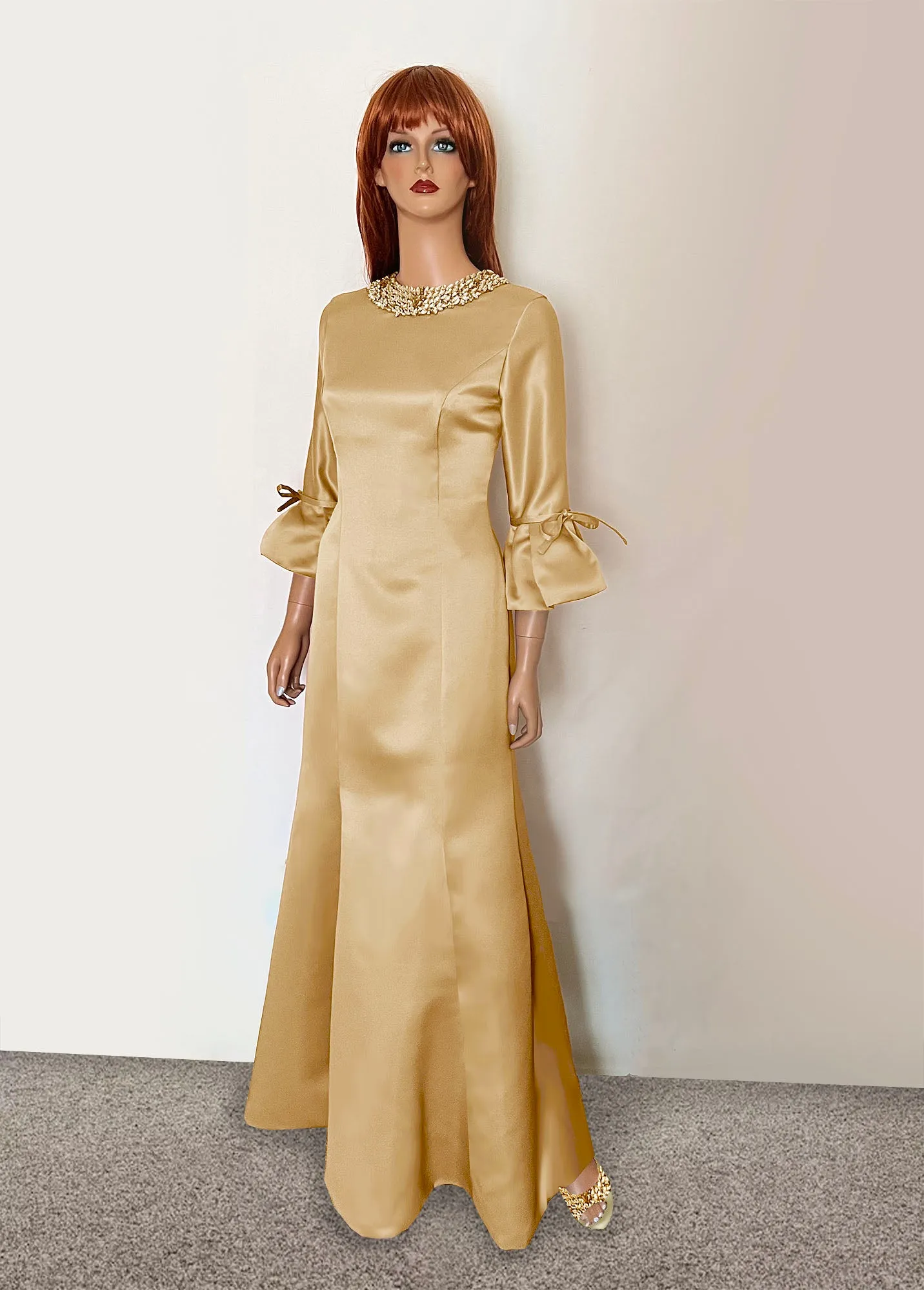 Icaria Gold Mother of the Bride Gown with Sleeves