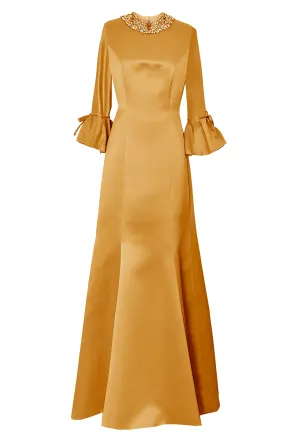 Icaria Gold Mother of the Bride Gown with Sleeves