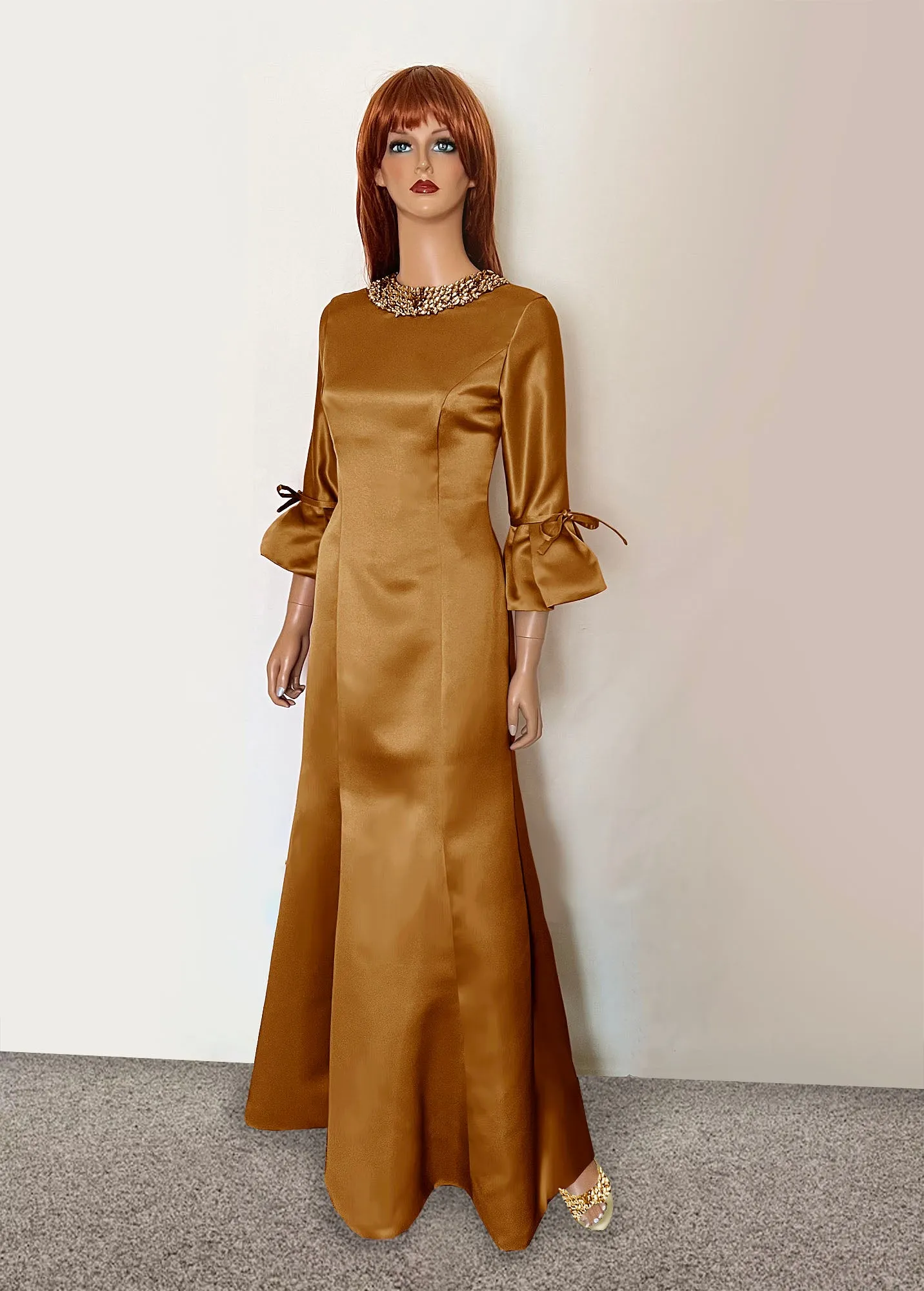 Icaria Gold Mother of the Bride Gown with Sleeves
