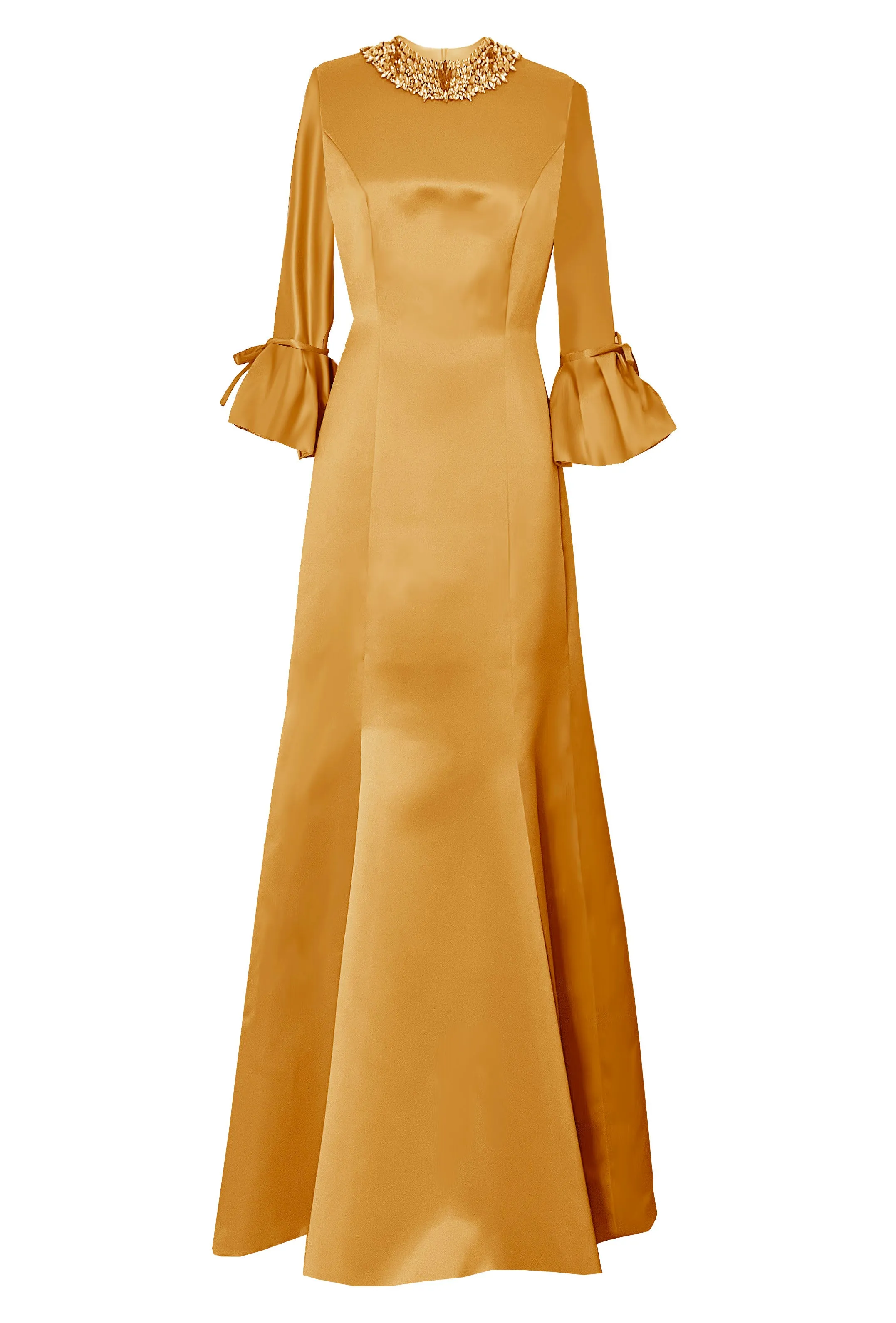 Icaria Gold Mother of the Bride Gown with Sleeves