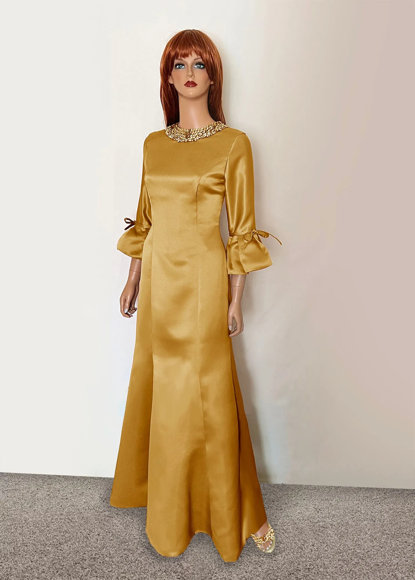 Icaria Gold Mother of the Bride Gown with Sleeves