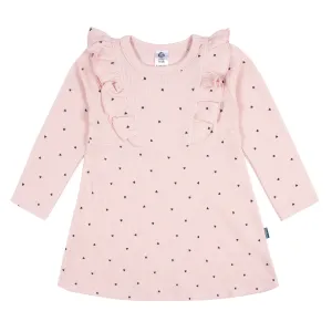 Infant and Toddler Girls Light Pink Hearts Dress with Ruffle