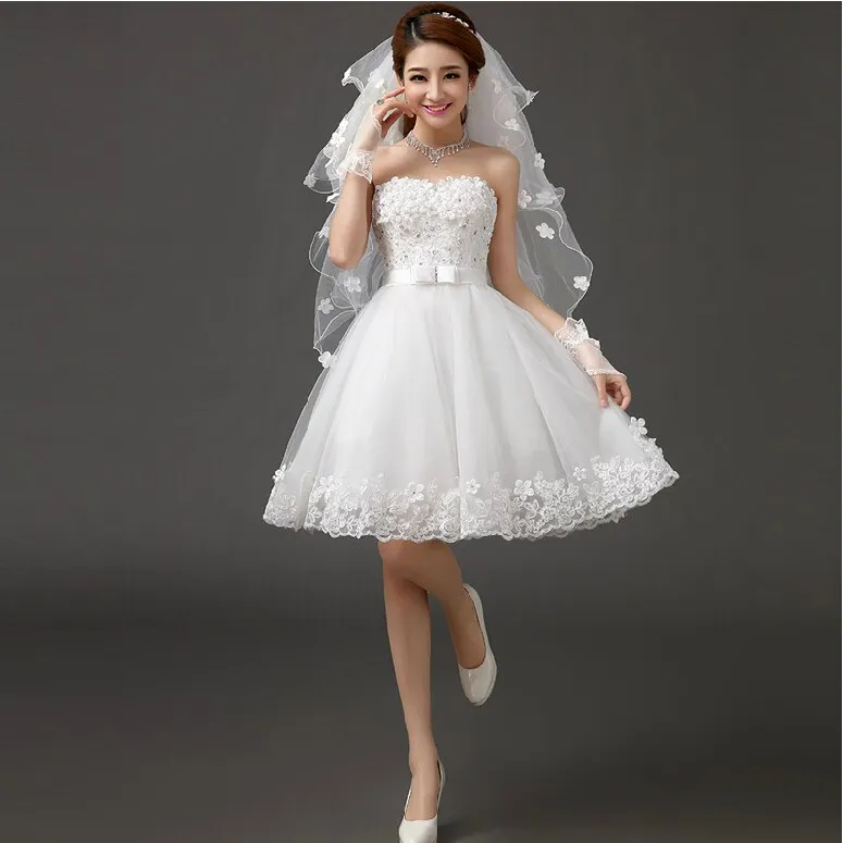 ivory short knee length lady girl fairy wedding bridal dress party evening