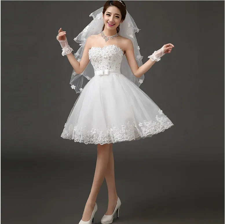 ivory short knee length lady girl fairy wedding bridal dress party evening