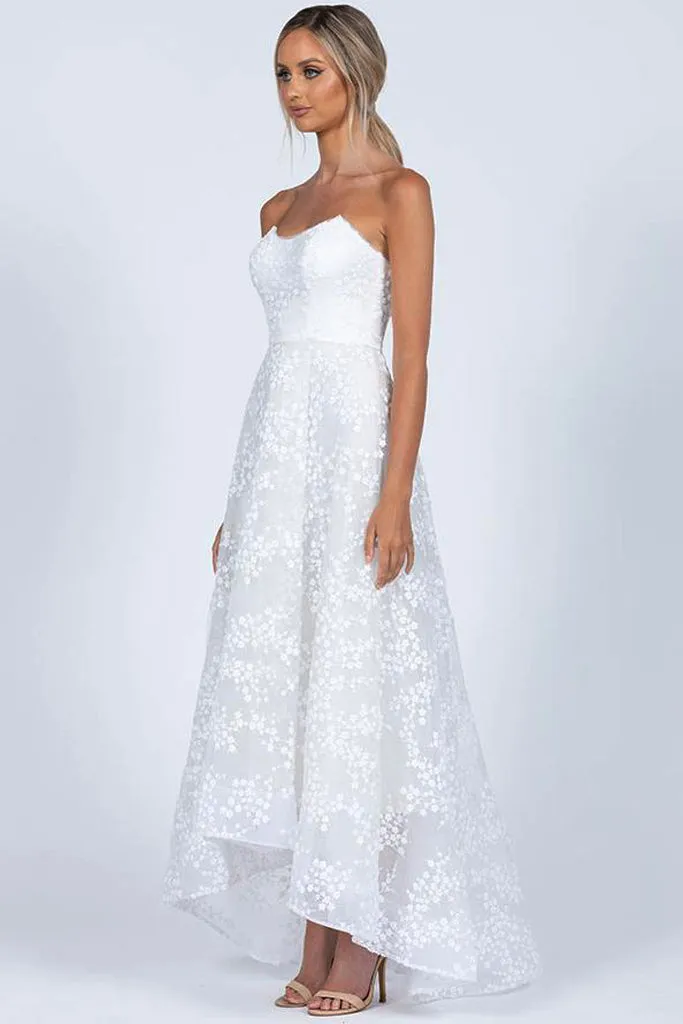Jane Strapless High-Low Gown by Bariano - RENTAL