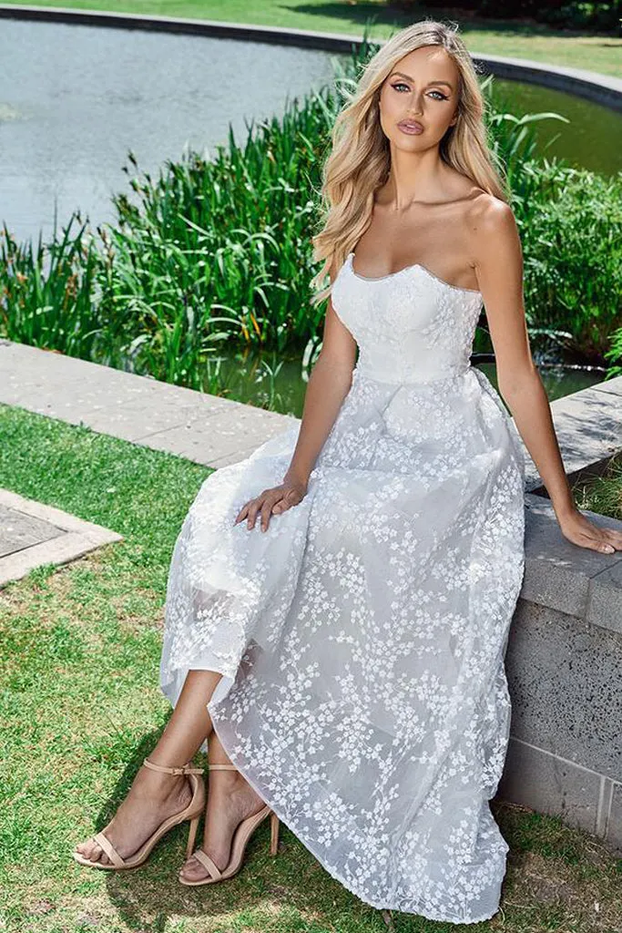 Jane Strapless High-Low Gown by Bariano - RENTAL