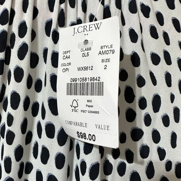 J.Crew Midi Dress Women’s Leopard Ruffle Long Sleeve Size 2 Blouson NWT