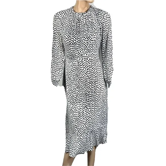 J.Crew Midi Dress Women’s Leopard Ruffle Long Sleeve Size 2 Blouson NWT