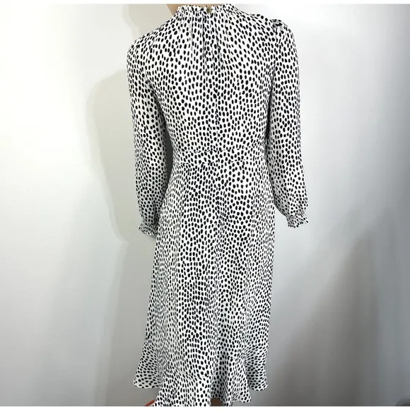 J.Crew Midi Dress Women’s Leopard Ruffle Long Sleeve Size 2 Blouson NWT