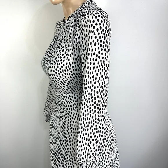 J.Crew Midi Dress Women’s Leopard Ruffle Long Sleeve Size 2 Blouson NWT