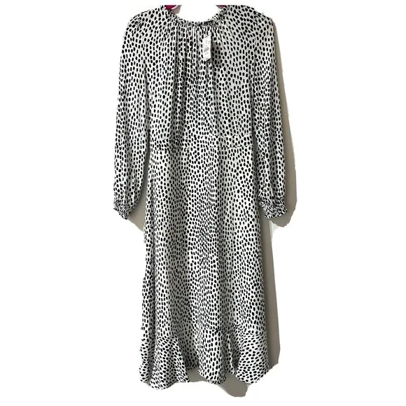 J.Crew Midi Dress Women’s Leopard Ruffle Long Sleeve Size 2 Blouson NWT