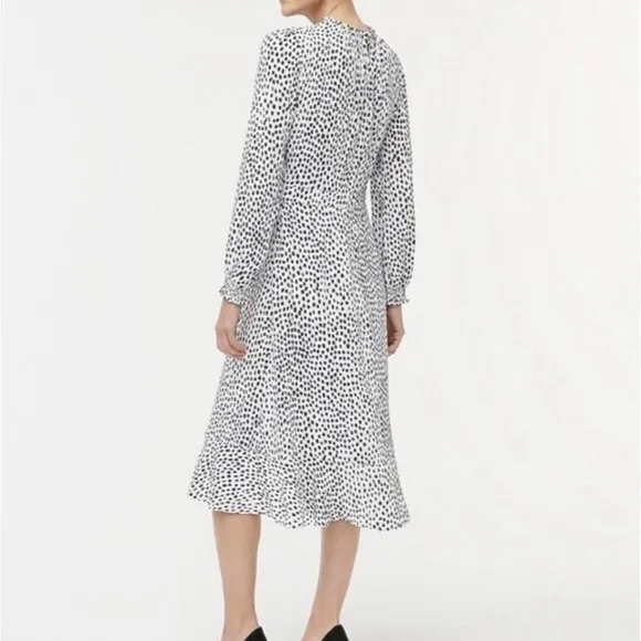 J.Crew Midi Dress Women’s Leopard Ruffle Long Sleeve Size 2 Blouson NWT