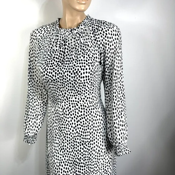J.Crew Midi Dress Women’s Leopard Ruffle Long Sleeve Size 2 Blouson NWT