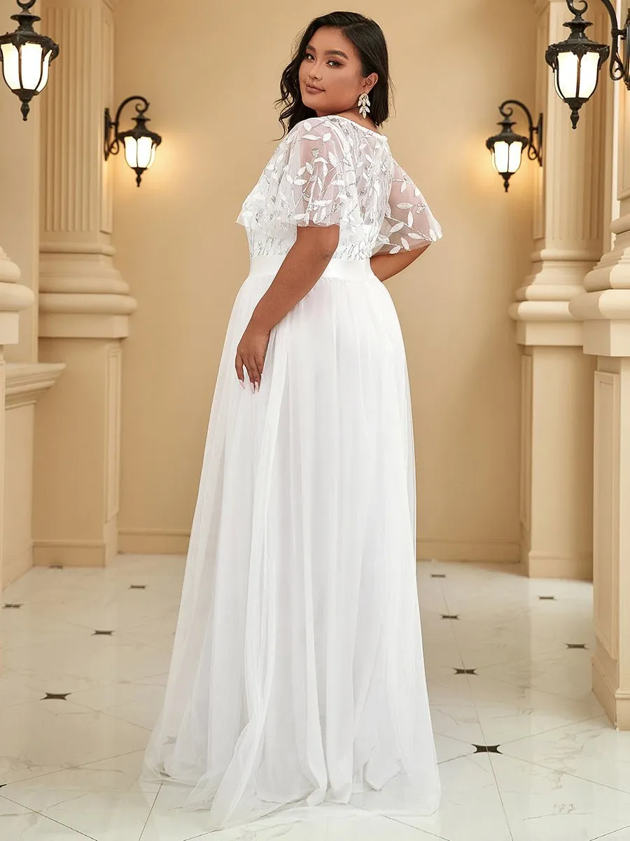 Jen flutter sleeve tulle wedding dress in Ivory Express NZ wide