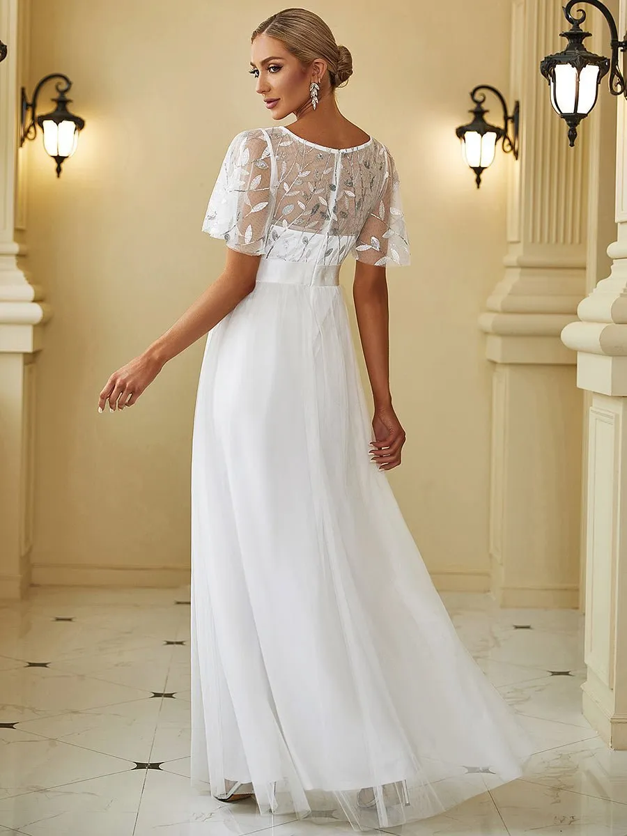 Jen flutter sleeve tulle wedding dress in Ivory Express NZ wide