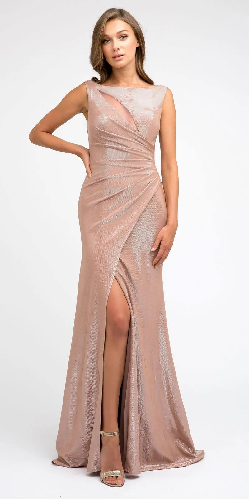 Juliet 218 Faux-Wrap Mermaid Long Dress Sleeveless
