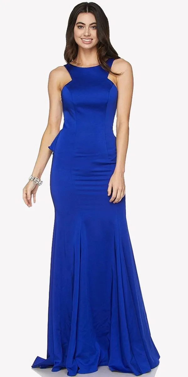 Juliet 645 Fit and Flare Evening Gown Cut Out Back with Ruffles