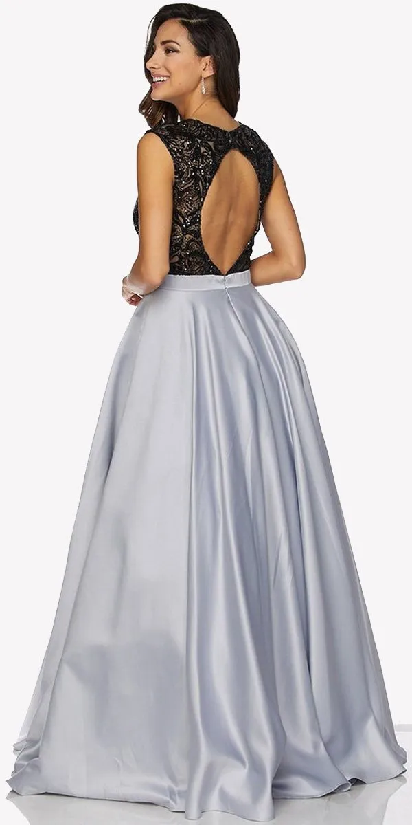 Juliet 661 Sleeveless Floor Length A-line Dress Keyhole Back