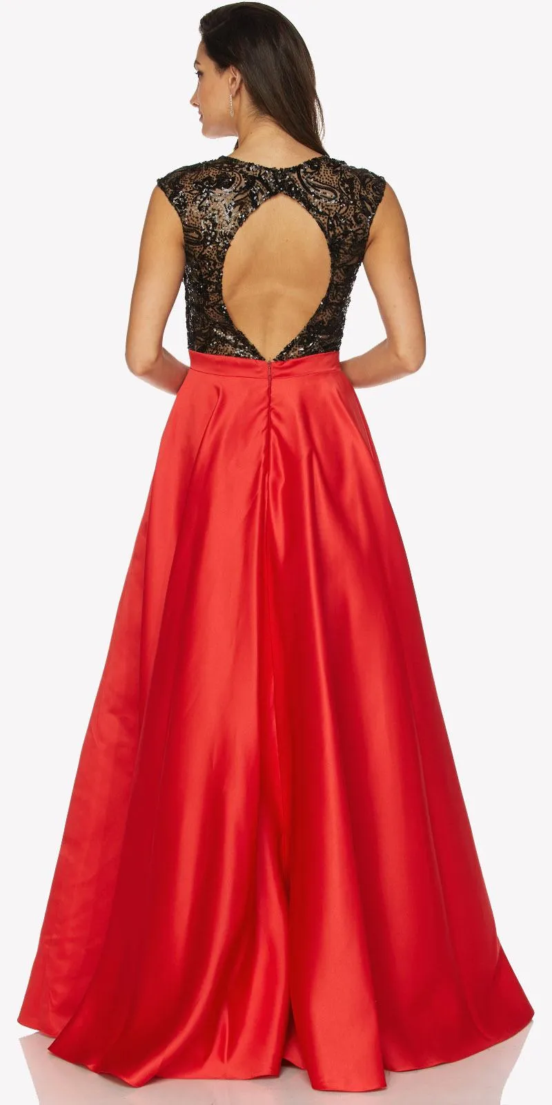 Juliet 661 Sleeveless Floor Length A-line Dress Keyhole Back